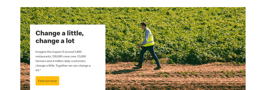 On the McDonalds UK website, they use a simple photograph of a man walking in a field. There is a short paragraph of text that uses statistics to enhance the message. This is an example of low-context communication. 