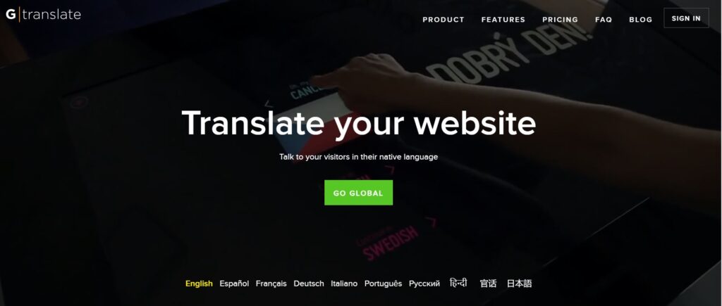 GTranslate plugin website.
